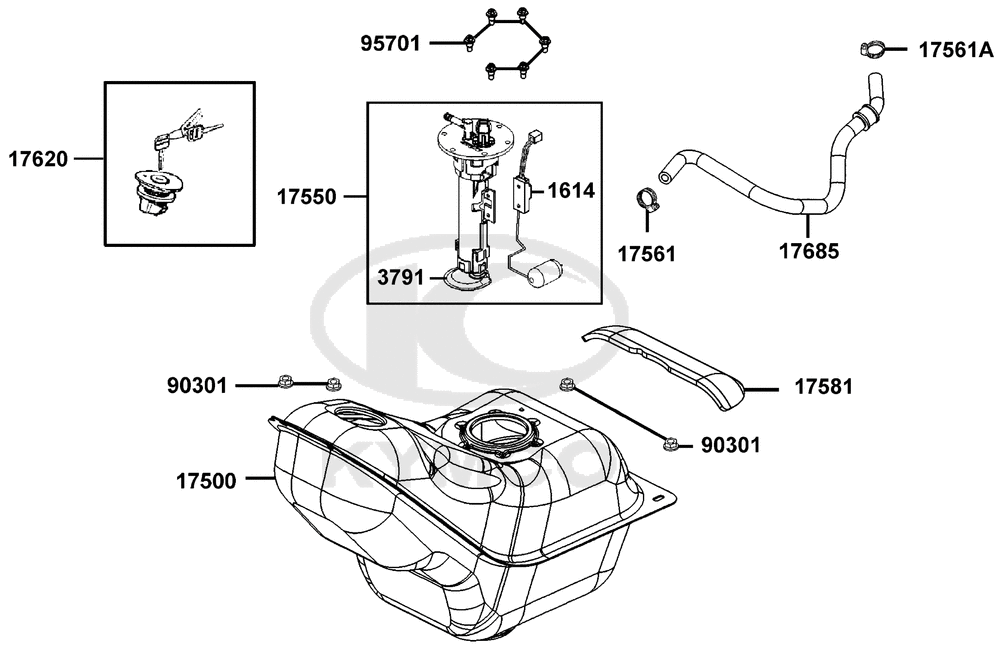 Tank, Benzinpumpe & Tankschloss