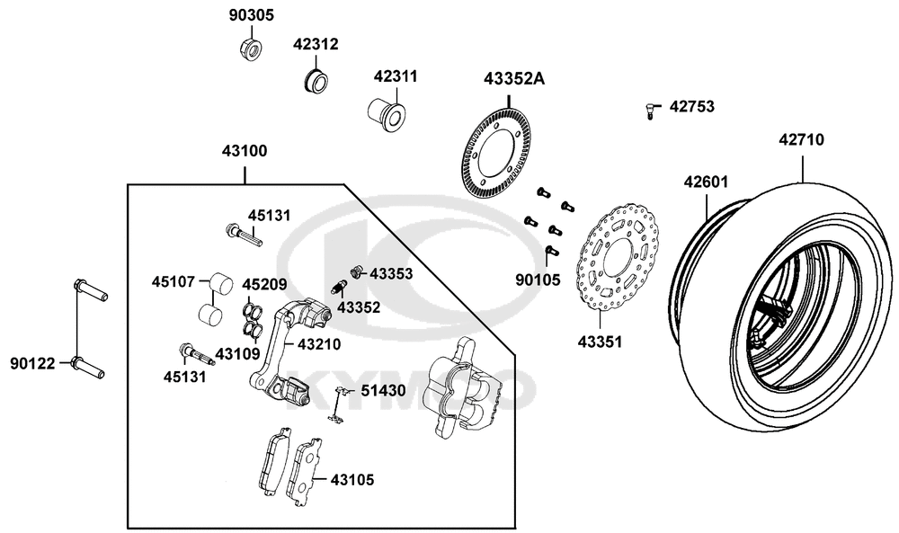 Hinterrad mit Bremse