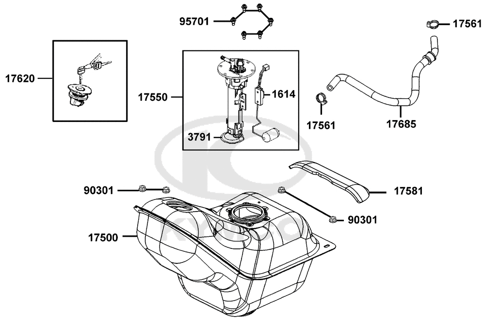 Tank, Benzinpumpe & Tankschloss