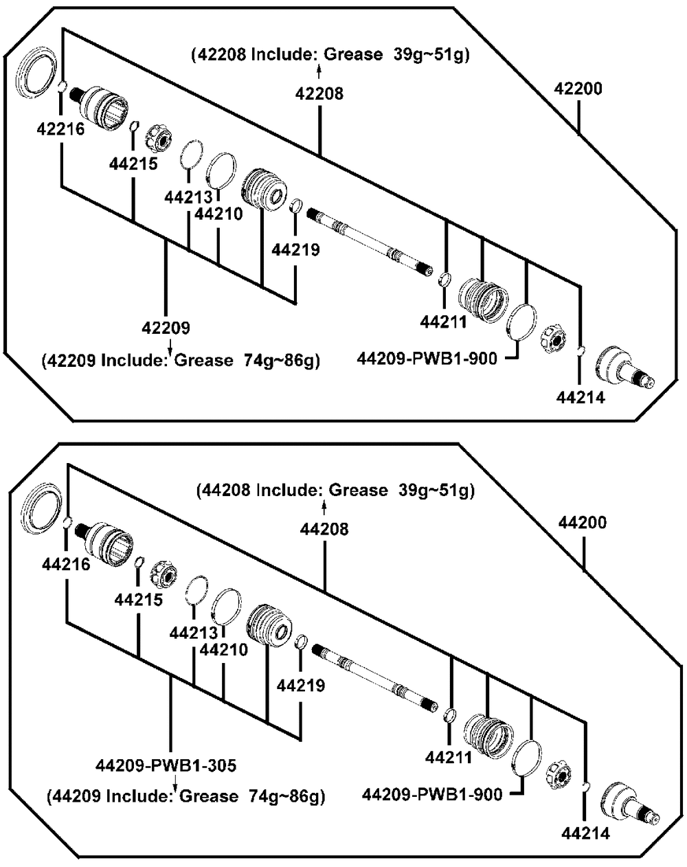 Einzelteile Antriebswelle