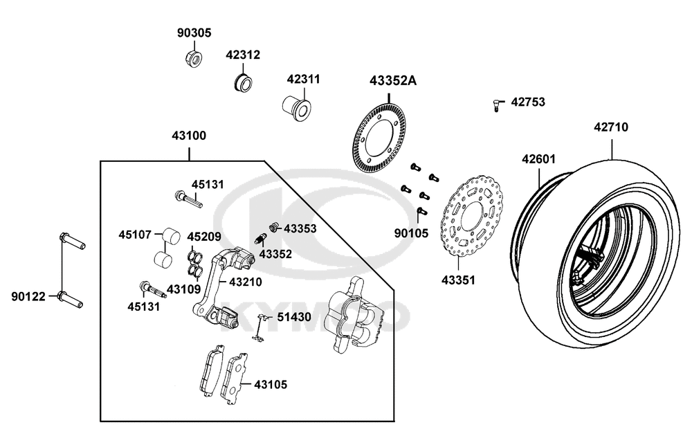 Hinterrad mit Bremse