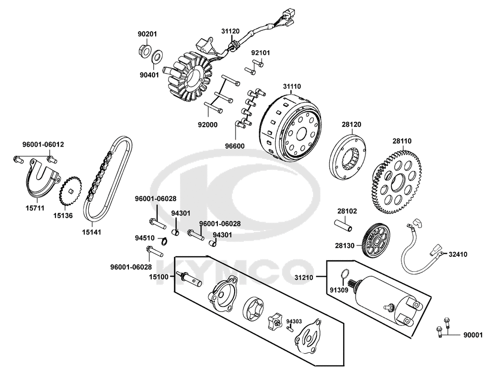 Lichtmaschine, Ölpumpe & Anlasser