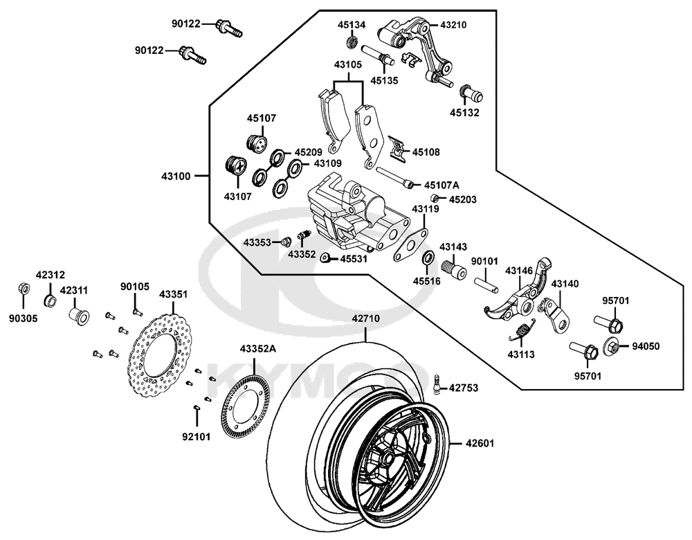 Hinterrad mit Bremse