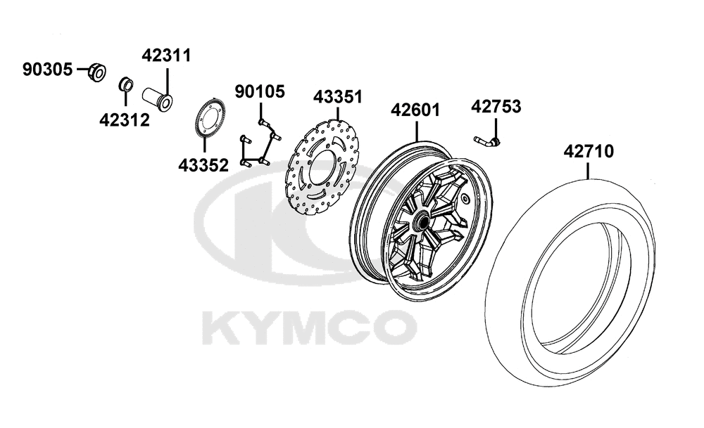 Hinterrad mit Bremsscheibe