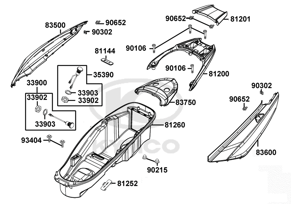 Verkleidungen hinten Helmfach