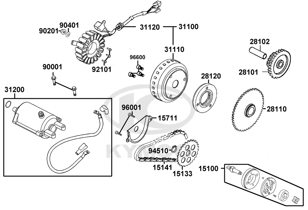 Lichtmaschine, Ölpumpe & Anlasser