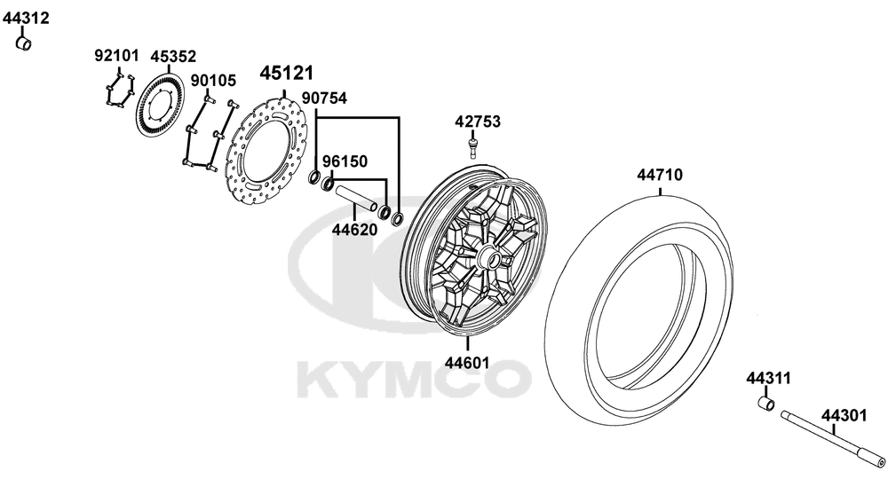 Vorderrad mit Bremsscheibe