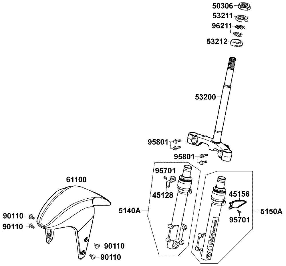 Gabeljoch, Lenkkopflager & Gabel