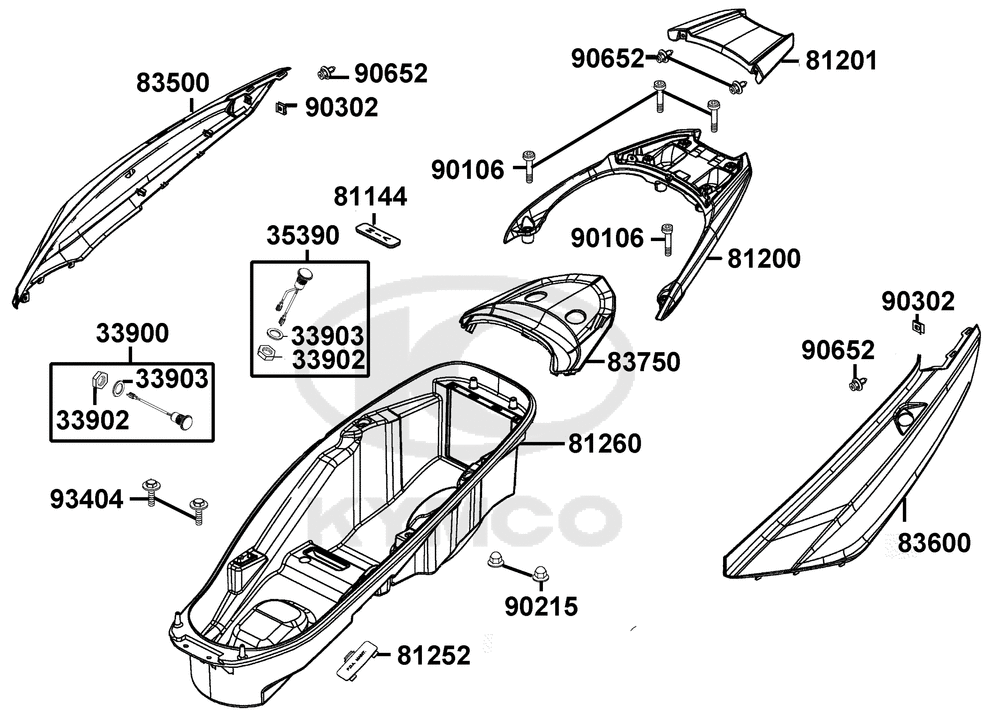 Verkleidungen hinten Helmfach