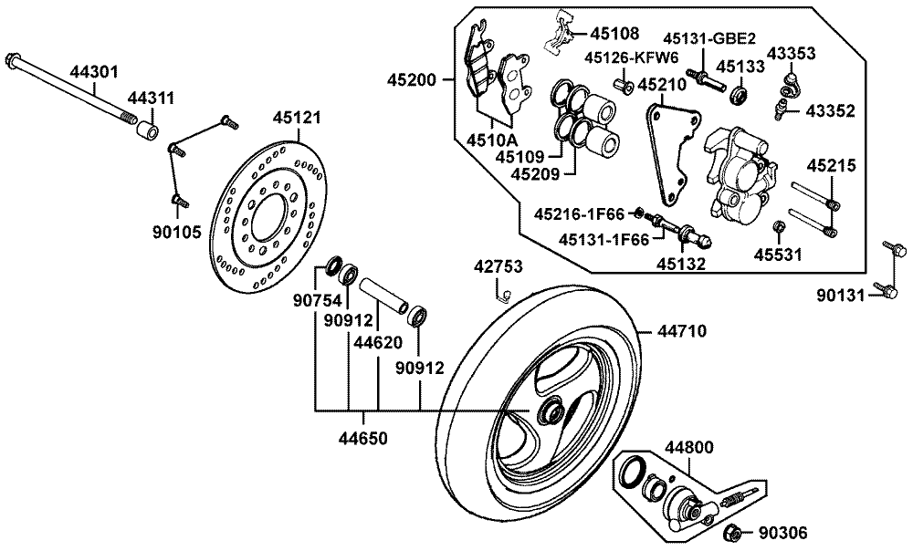 Vorderrad mit Bremssattel