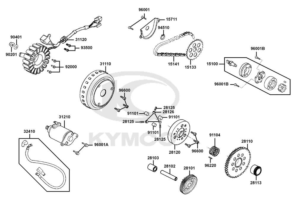 Lichtmaschine-Ölpumpe-Anlasser