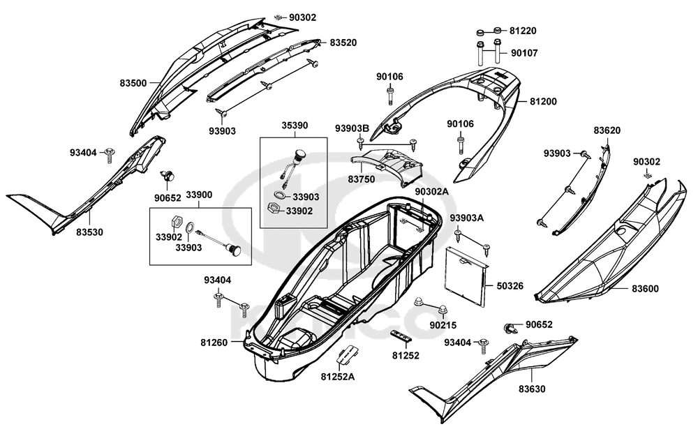 Verkleidung hinten & Helmfach
