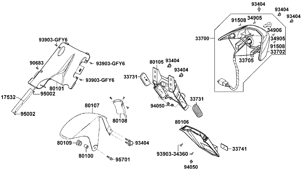 Rücklicht & hintere Radabdeckung