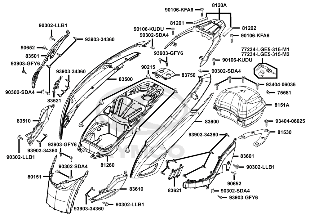 Verkleidung hinten & Helmfach