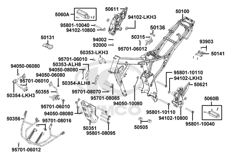 Rahmen & Fußrasten vorne