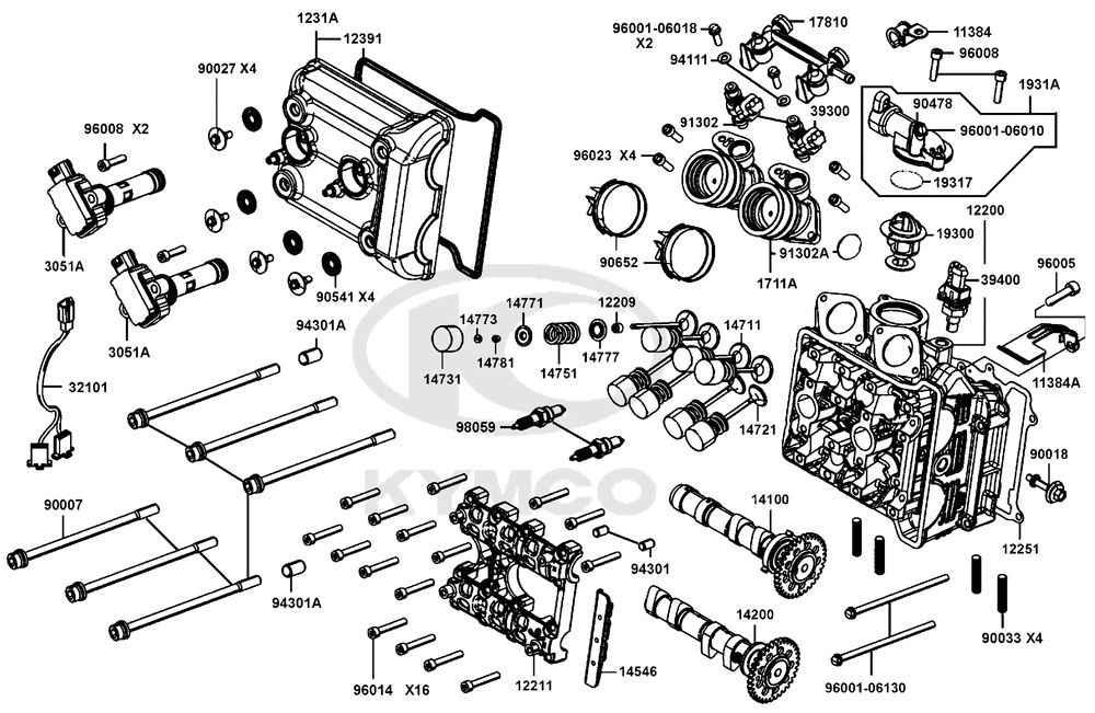 Zylinderkopf, Ventiltrieb & Zündspule