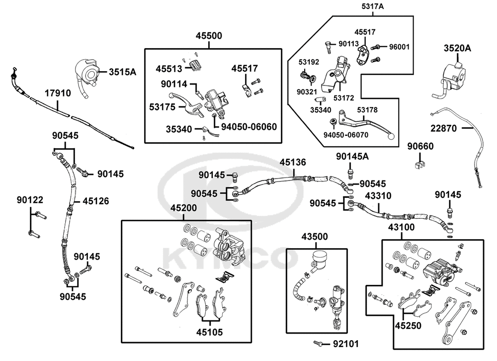 Bremse vorne u. hinten, Armaturen & Bowdenzüge