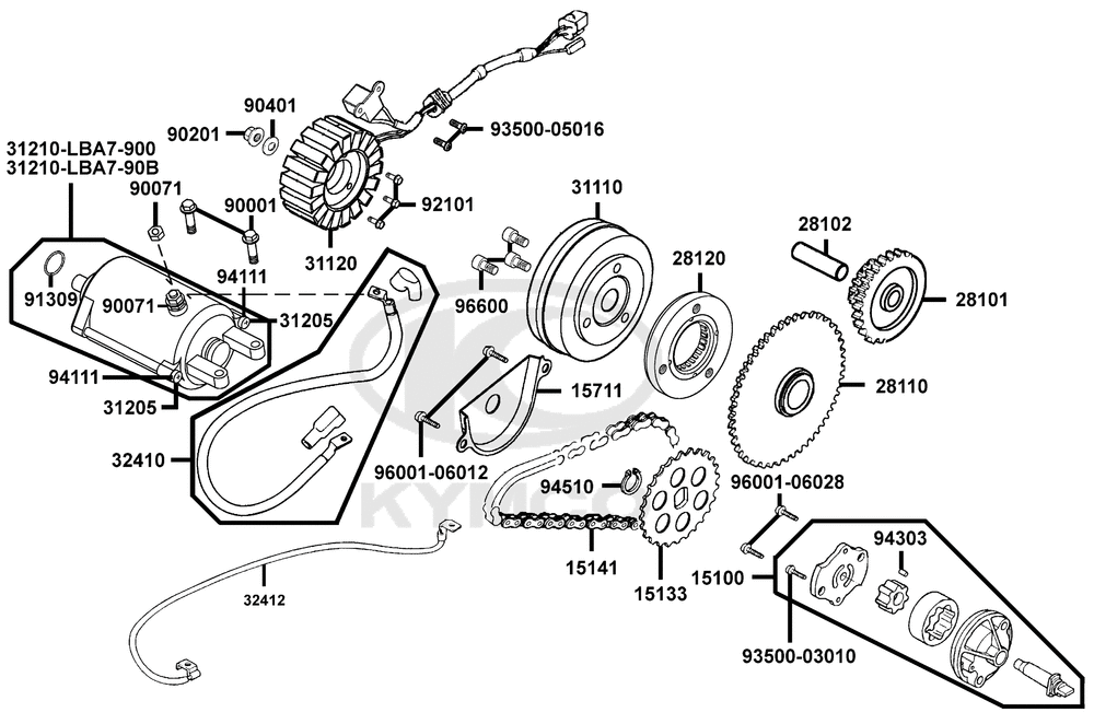 Lichtmaschine, Anlasser-Ölpumpe