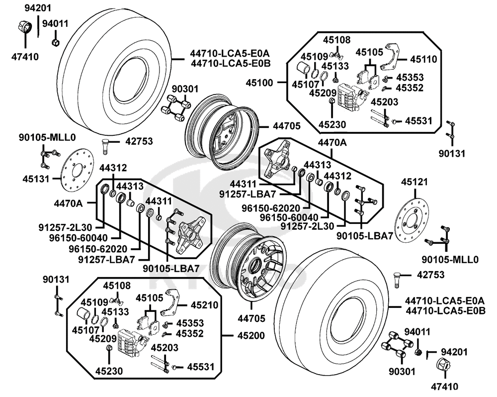 Räder vorne mit Bremse