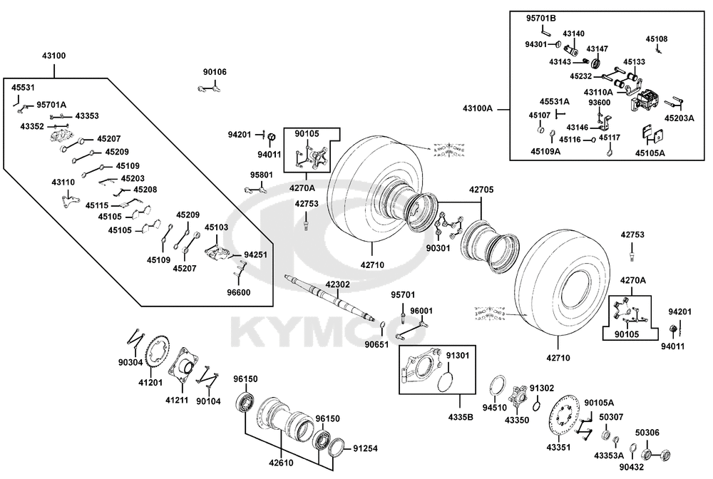 Räder hinten, Antrieb mit Bremse