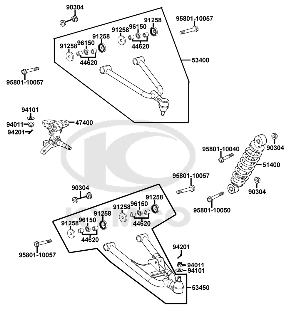 Federbein, Querlenker rechts