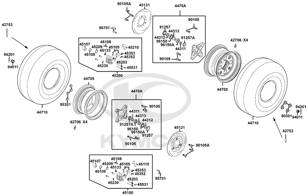 Räder vorne mit Bremse