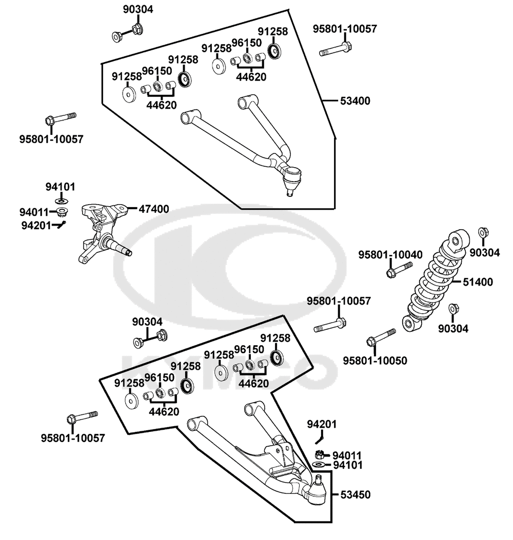 Federbein, Querlenker rechts