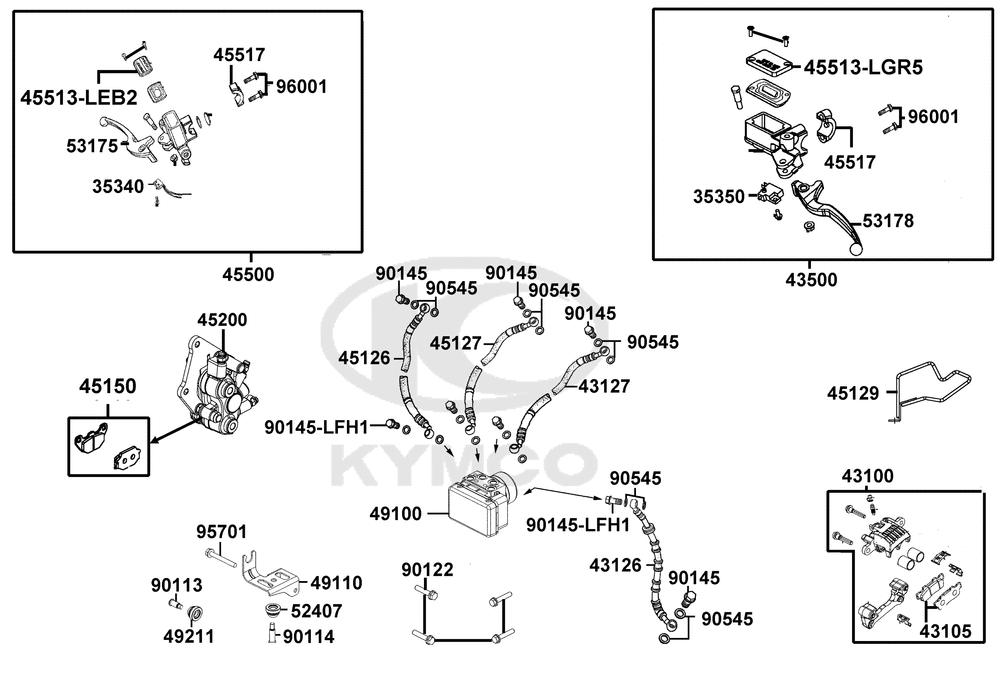 Hauptbremszylinder, Bremssättel, Bermshebel & Bremsschlauch