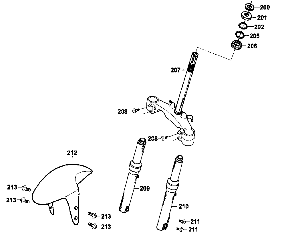 Gabeljoch-Kotflügel-Lenkkopflage