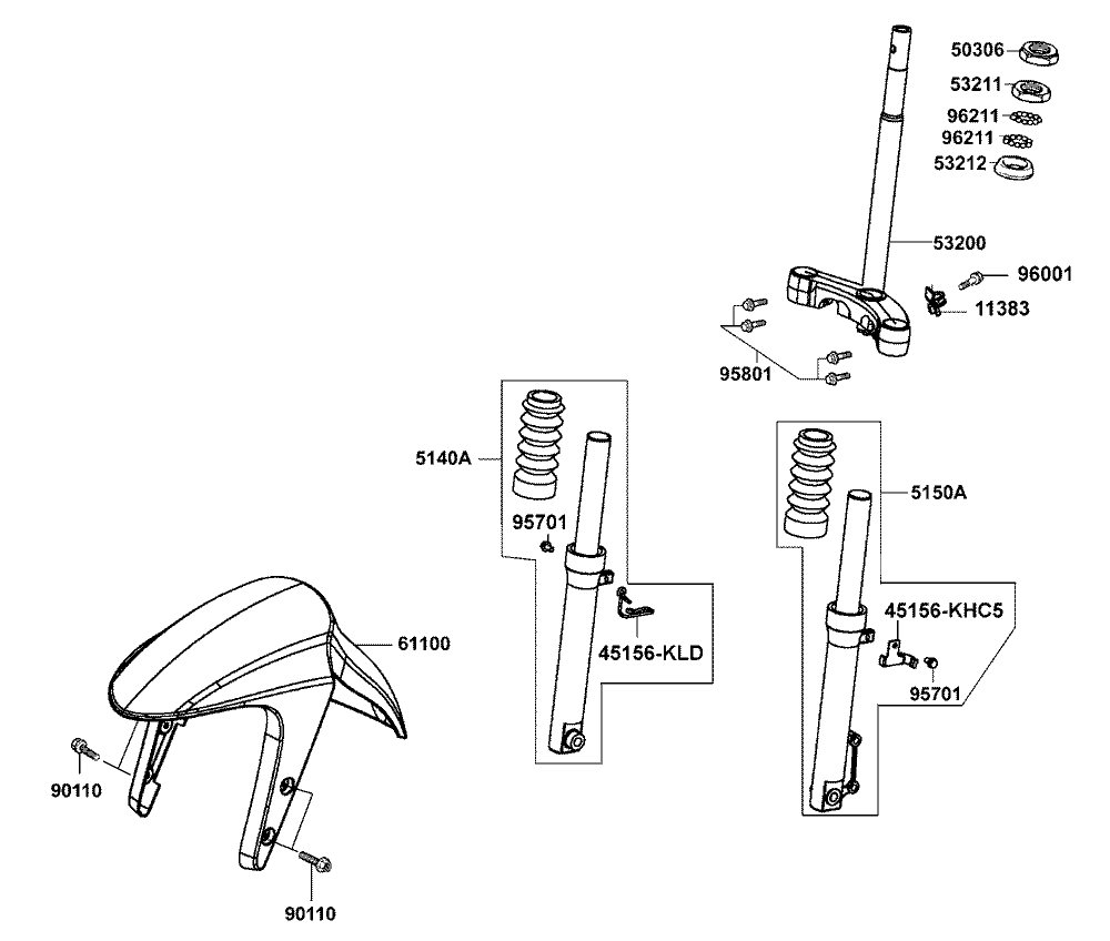 Gabeljoch, Lenkkopflager & Gabel