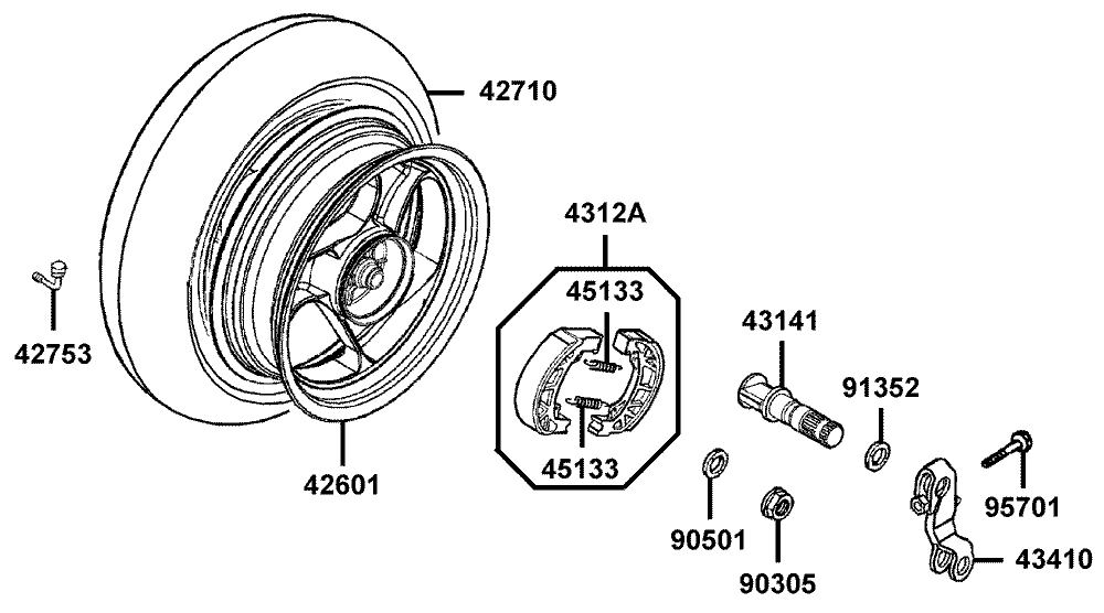 Hinterrad mit Bremse