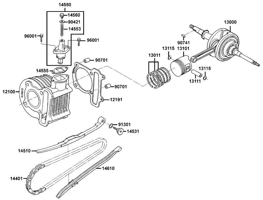 Zylinder, Kolben & Kurbelwelle