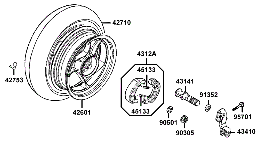 Hinterrad mit Bremse