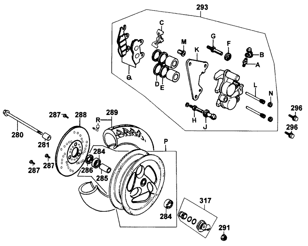 Vorderrad mit Bremssattel