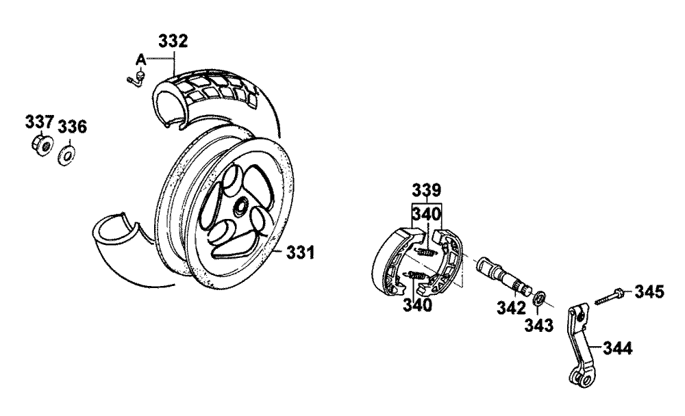 Hinterrad mit Bremse