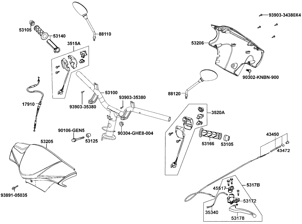 Griffe, Spiegel, Lenker & Lenker