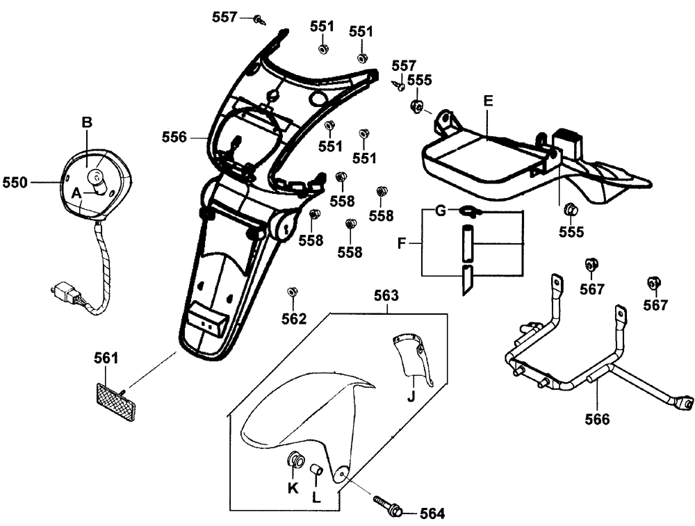 Rücklicht & hintere Radabdeckung