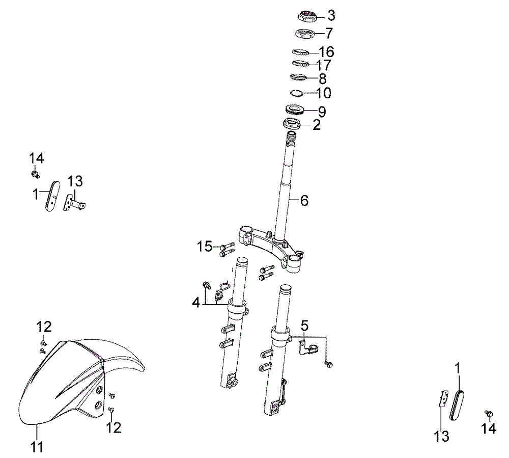 Gabeljoch, Lenkkopflager & Gabel