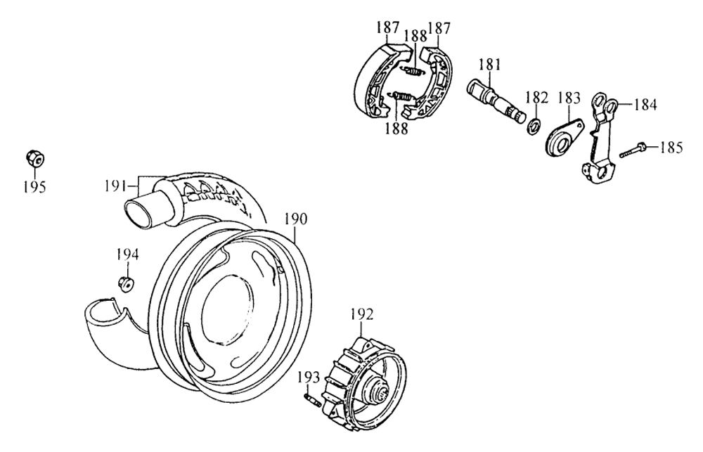 Hinterrad mit Bremse