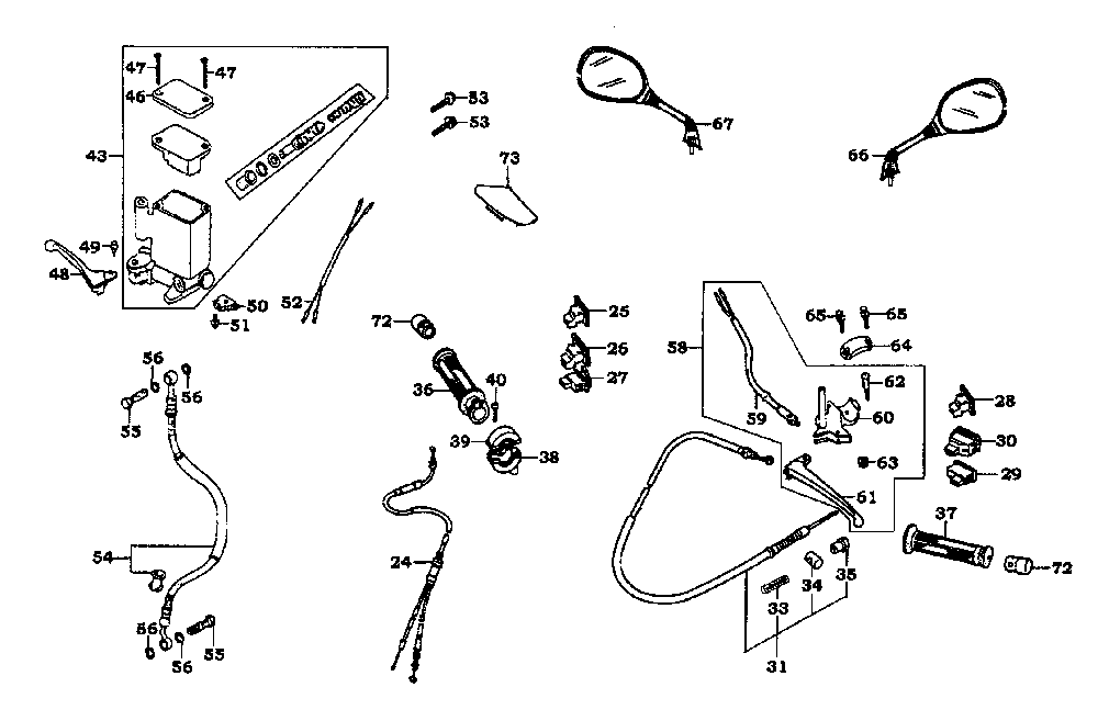 Griffe, Spiegel, Bowdenzüge